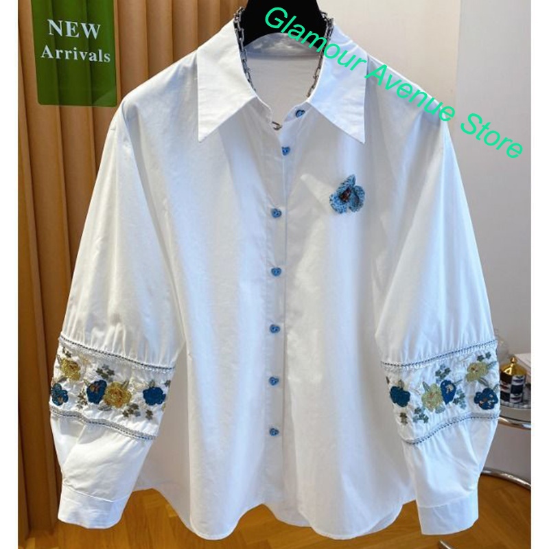 Camisa branca bordada de alta  - Good Floral & Wedding Decor Supply Photos avaliação e preço